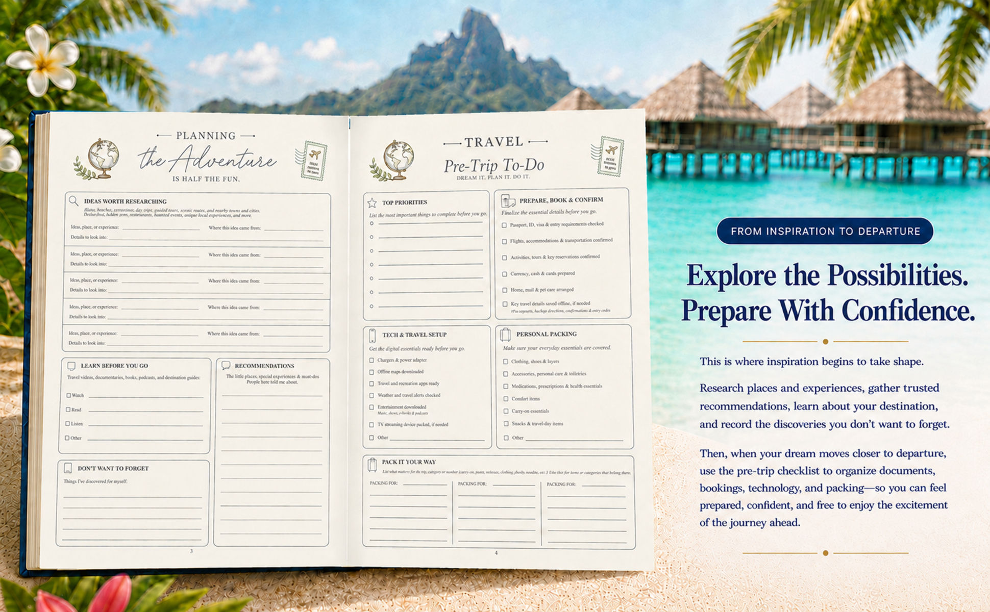 Travel Dream Board planning and pre-trip pages